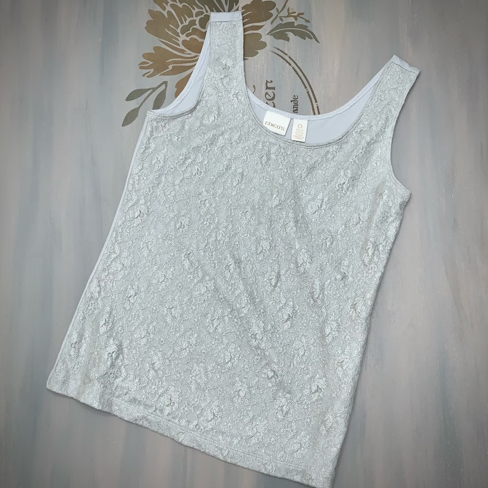 💕Chico’s Silver lace tank Size 0 (small)